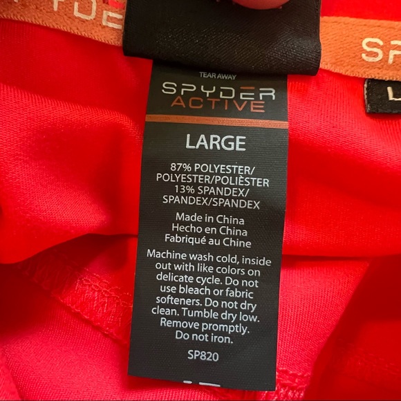 Spyder Active SP820 Bright Coral 1/2 Zip Pullover Size Large - Picture 6 of 6